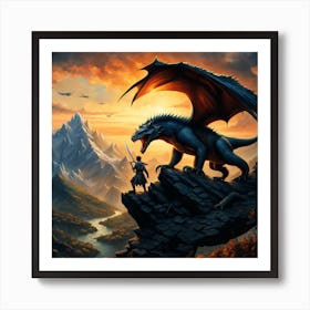 Dragon On The Cliff Art Print