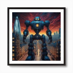 Robot In City Of London Centered Symmetry Painted Intricate Volumetric Lighting Beautiful Ric (6) Art Print