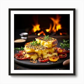 Grilled Cheese With Tomatoes And Herbs Art Print