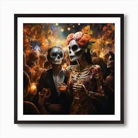 Day Of The Dead Party Couple Art Print