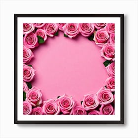 Pink Roses On Pink Background Art Print