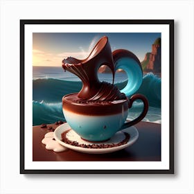 Coffee Pouring Over The Ocean Art Print