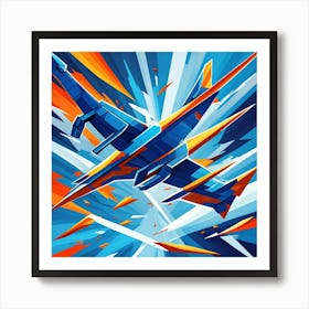 Futuristic Military Plane Cubism Style Art Print