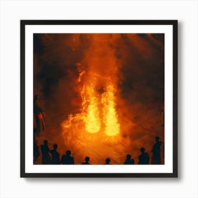 Group Of People Around A Fire Art Print