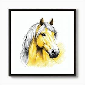 Yellow Horse Head Art Print