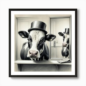 Cow In Top Hat 5 Art Print