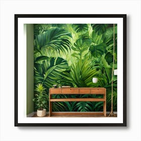 Oil Painted Realistic Mural Of Green Tropical Rain (4) Art Print