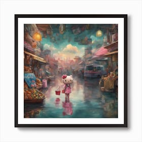 Hello Kitty in the shopping center Art Print