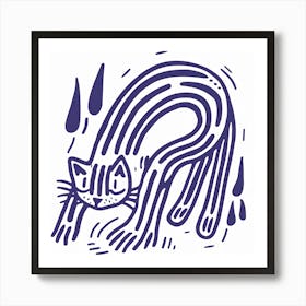 Cat In Rain Art Print