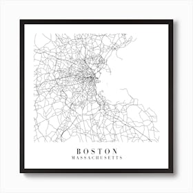 Boston Massachusetts Street Map Minimal Square Art Print