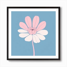 A White And Pink Flower In Minimalist Style Square Composition 637 Art Print