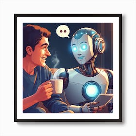 Robot And Man Art Print