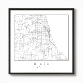 Chicago Illinois Street Map Art Print