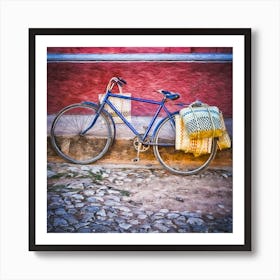 Shopping Bags On Bicycle Square Art Print