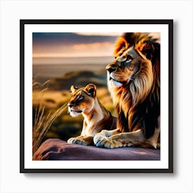 Lion And Cub 1 Art Print