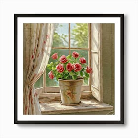 Roses In A Pot Poster