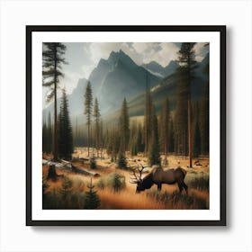 Elk In The Mountains Art Print