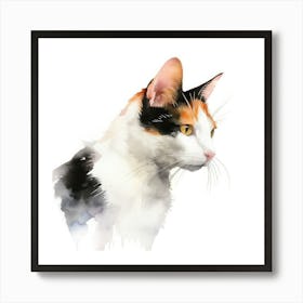 Japanese Bobtail Cat Portrait Art Print