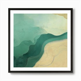 Vintage abstract ocean watercolor painting Art Print