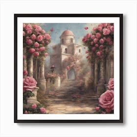 Roses In The Garden Art Print