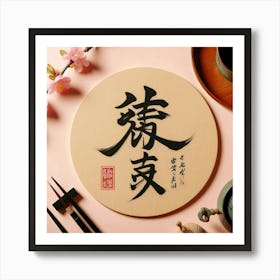 Calligraphy Piece With Japanese Characters (3) Art Print