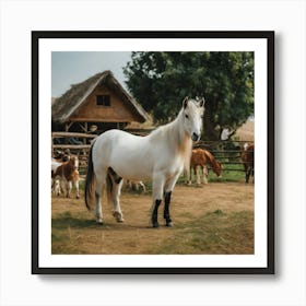 White Horse In A Field 1 Art Print