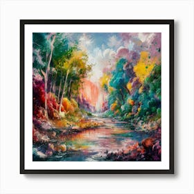 A stunning oil painting of a vibrant and abstract watercolor 2 Art Print