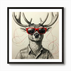 Deer In Sunglasses 15 Art Print