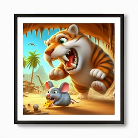 Prehistoric Cat and Mouse 4 Art Print
