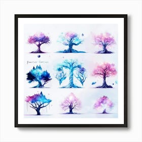 Watercolor Trees Art Print