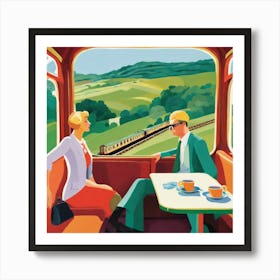 Vintage Train Journey Series: David Hockney Style Art Print