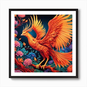 Inferno Dreams: The Phoenix's Revival Art Print