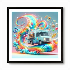 Rainbow Ice Cream Truck Art Print