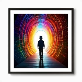 Firefly Whimsical Silhouette Of A Child Emerging Through A Colorful, Ethereal Portal 60018 (2) Affiche