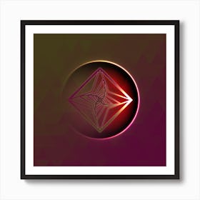 Geometric Neon Glyph on Jewel Tone Triangle Pattern 167 Art Print