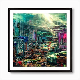 Futuristic City abstract Art Print