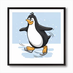 Penguin Ice Skating 2 Art Print