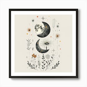 Minimalist Boho Celestial Moon 23 Art Print