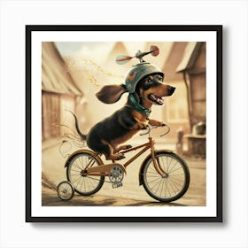 A Whimsical Illustration Of A Dachshund Riding A V Sbb4l Cxt42wf9vfx03sqq Ou0xunwrrry Kg4e9d8xeq Art Print