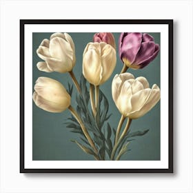 Eustoma Floral Botanical Vintage Poster Flower Art Print Tulips Art Print