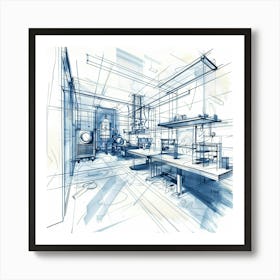 Sketch Of A Laboratory Art Print