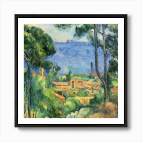 Cézanne - View Of The Sea Oil Painting Landscape Illustration Art Print