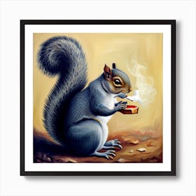 Squirrel Smoking A Cigarette Art Print