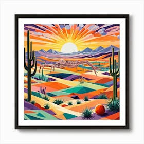 Colors Of The Desert Cubism Style Art Print