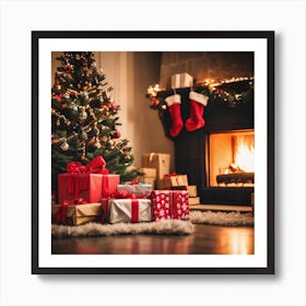 Christmas Tree With Presents Art Print