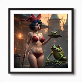 Frog And Witch Art Print
