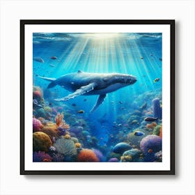 Whale Under The Sea Art Print