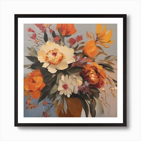 Orange Flowers In A Vase Art Print