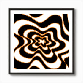 Black And Orange Swirls Art Print