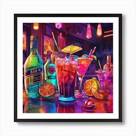 Bar With Drinks Art Print